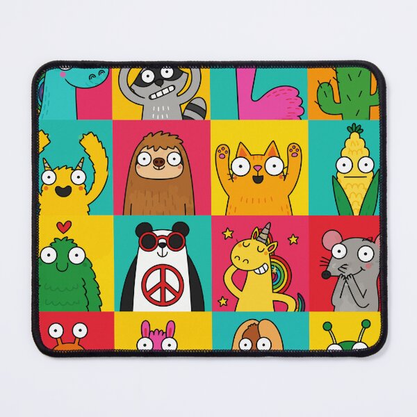 Item preview, Funny Quirky Cartoon Animals Pop Art Grid Colorful Doodles Graphic designed and sold by The Upside Down.