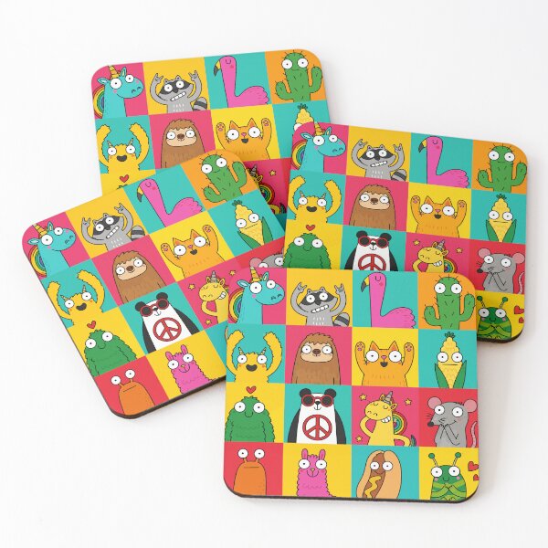 Item preview, Funny Quirky Cartoon Animals Pop Art Grid Colorful Doodles Graphic designed and sold by The Upside Down.