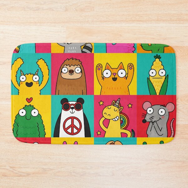 Item preview, Funny Quirky Cartoon Animals Pop Art Grid Colorful Doodles Graphic designed and sold by The Upside Down.