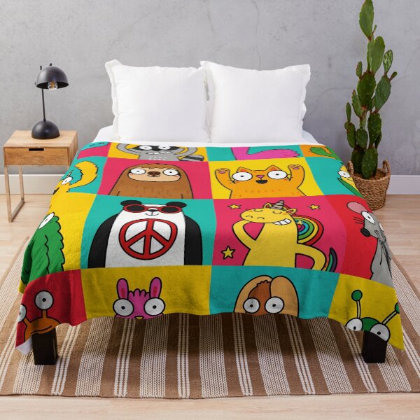 Item preview, Funny Quirky Cartoon Animals Pop Art Grid Colorful Doodles Graphic designed and sold by The Upside Down.
