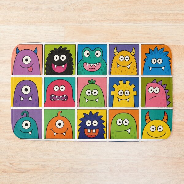 Item preview, Cute Colorful Cartoon Monsters Pop Art Grid Doodles Graphic designed and sold by The Upside Down.