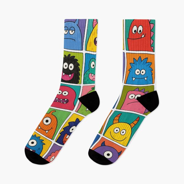 Item preview, Cute Colorful Cartoon Monsters Pop Art Grid Doodles Graphic designed and sold by The Upside Down.