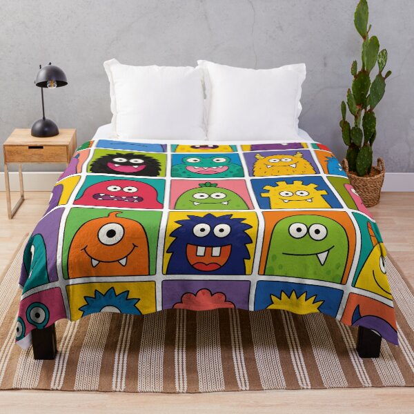 Item preview, Cute Colorful Cartoon Monsters Pop Art Grid Doodles Graphic designed and sold by The Upside Down.