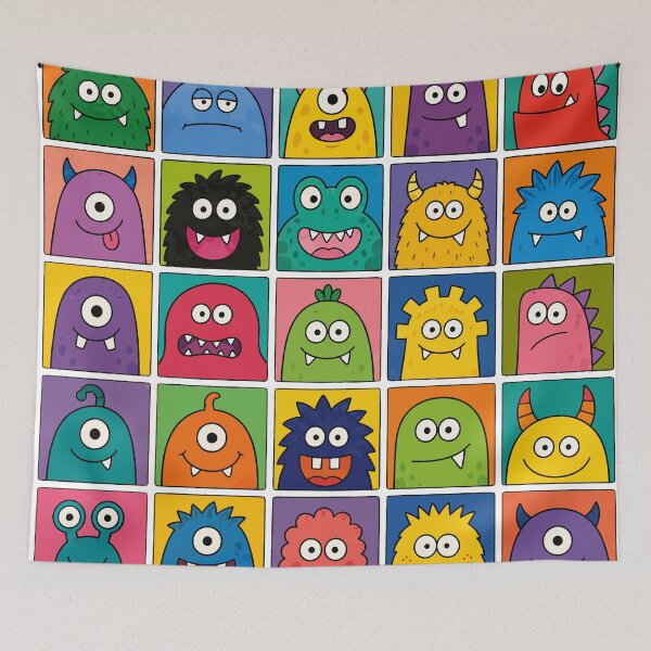 Item preview, Cute Colorful Cartoon Monsters Pop Art Grid Doodles Graphic designed and sold by The Upside Down.