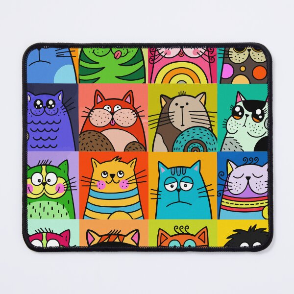 Item preview, Funny Quirky Cat Faces Pop Art Grid Colorful Feline Moods Graphic designed and sold by The Upside Down.