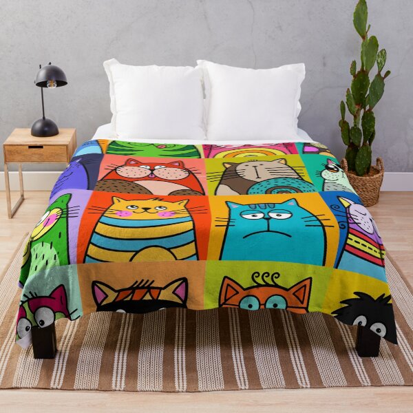 Item preview, Funny Quirky Cat Faces Pop Art Grid Colorful Feline Moods Graphic designed and sold by The Upside Down.