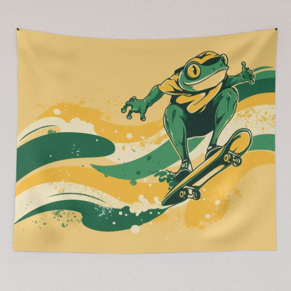 Item preview, Frog on skateboard performing tricks designed and sold by anytka.