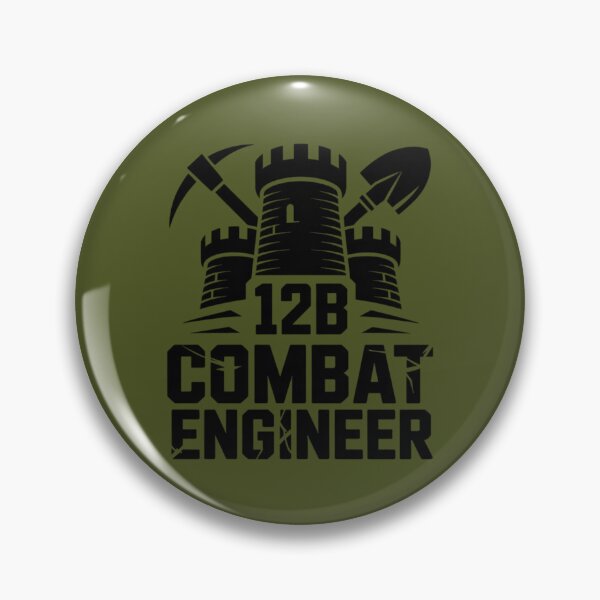 Item preview, 12B Combat Engineer — Classic Castle Tower Emblem with Shovel and Pickaxe Black U.S. Army MOS Graphic designed and sold by GFamilyC.