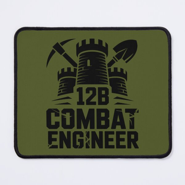 Item preview, 12B Combat Engineer — Classic Castle Tower Emblem with Shovel and Pickaxe Black U.S. Army MOS Graphic designed and sold by GFamilyC.