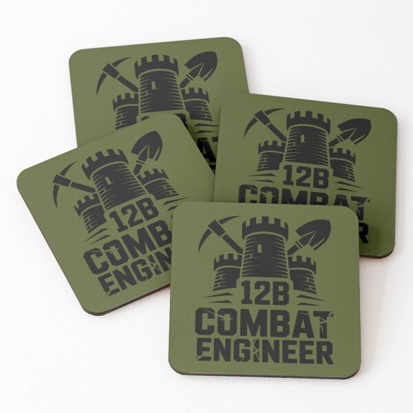 Item preview, 12B Combat Engineer — Classic Castle Tower Emblem with Shovel and Pickaxe Black U.S. Army MOS Graphic designed and sold by GFamilyC.