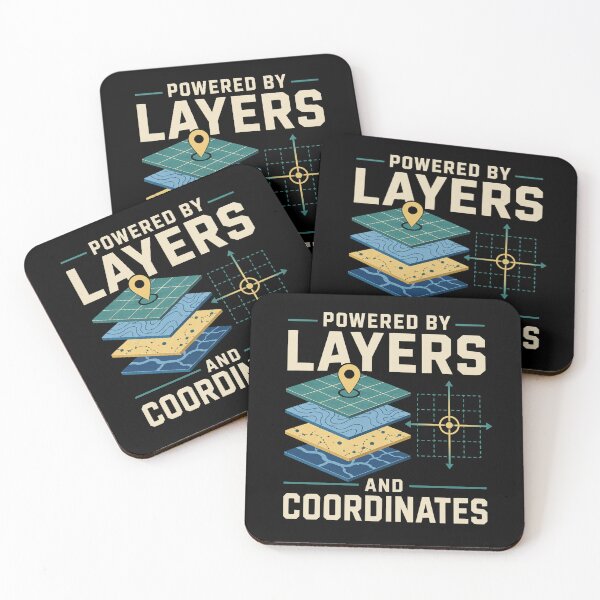 Item preview, Powered By Layers And Coordinates Funny GIS Analyst Gift designed and sold by DreamLayerStudio.