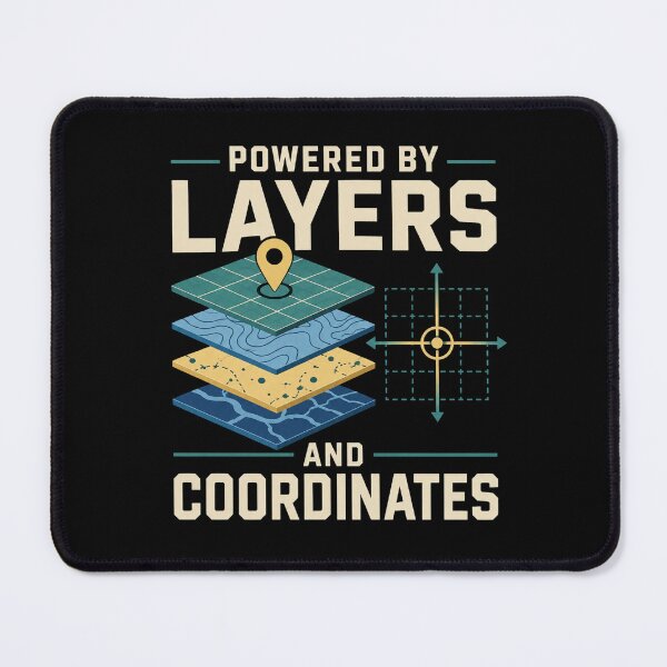 Item preview, Powered By Layers And Coordinates Funny GIS Analyst Gift designed and sold by DreamLayerStudio.