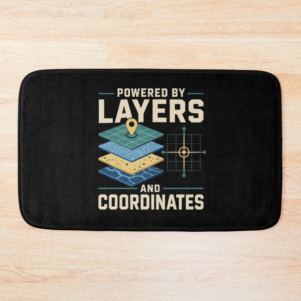 Item preview, Powered By Layers And Coordinates Funny GIS Analyst Gift designed and sold by DreamLayerStudio.