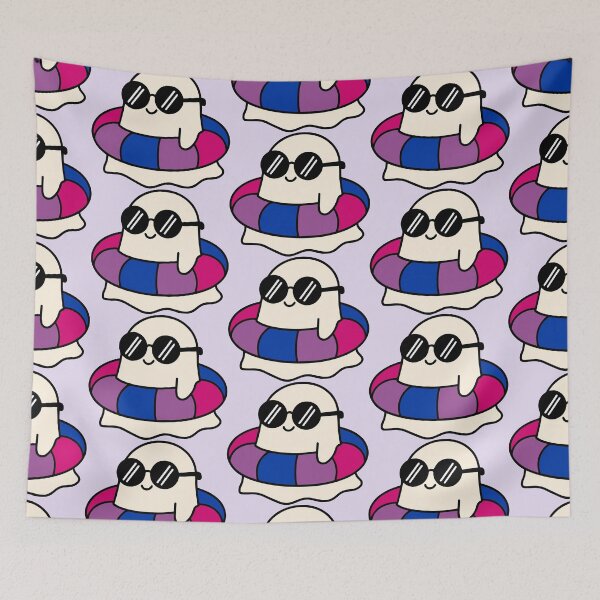 Item preview, Subtle Bisexual Pride Pool Float Summerween Kawaii Ghost designed and sold by Cannaxes Studio.