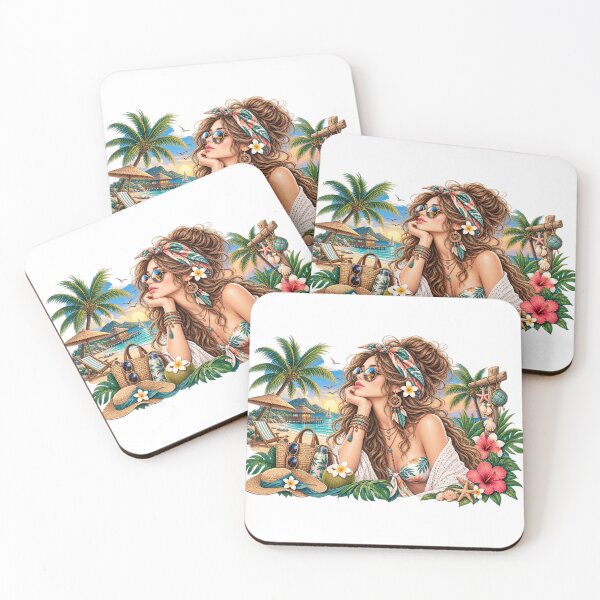 Item preview, Tropical Vacation Girl – Island Escape Summer Beach Art designed and sold by Ghostwave Atelier.