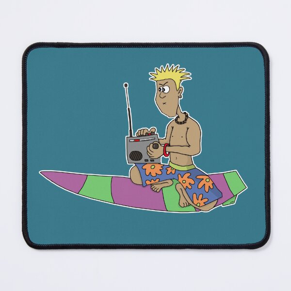 Item preview, Funny Surfer tuned to Retro Radio Sticker | Existential Beach Meme designed and sold by MyxaART.