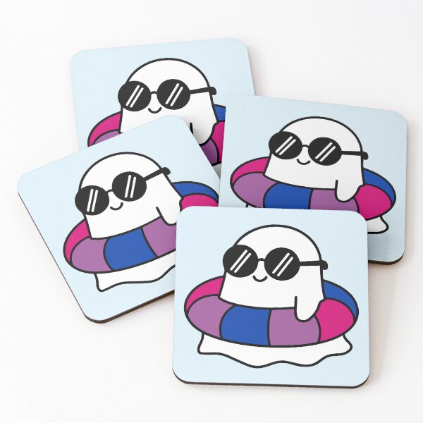 Item preview, Spooky Summer Vibes Kawaii Ghost on a Bisexual Pride Ring designed and sold by Cannaxes Studio.