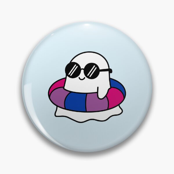 Item preview, Spooky Summer Vibes Kawaii Ghost on a Bisexual Pride Ring designed and sold by Cannaxes Studio.