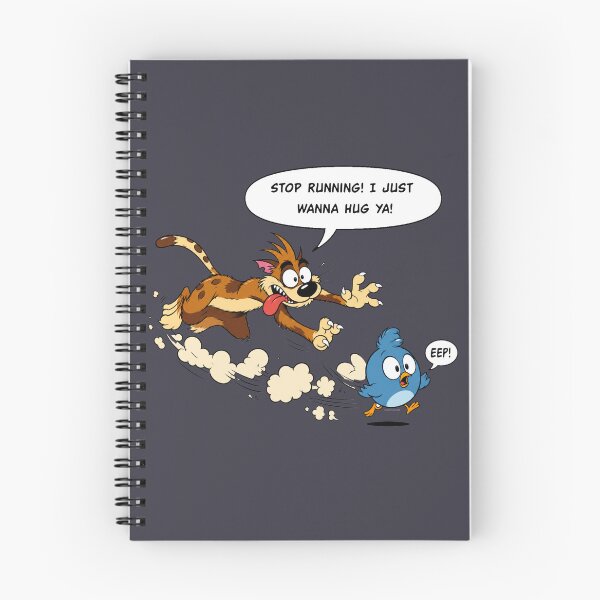 Item preview, Stop Running! I Just Wanna Hug Ya! – Funny Cartoon Cat Chasing Bird designed and sold by MischiefFoundry.