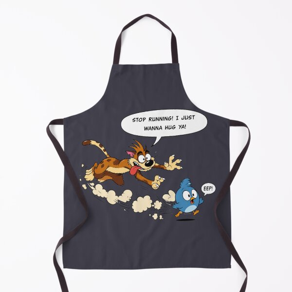 Item preview, Stop Running! I Just Wanna Hug Ya! – Funny Cartoon Cat Chasing Bird designed and sold by MischiefFoundry.