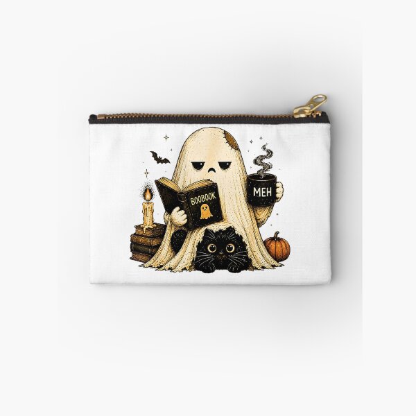 Item preview,  Tired Ghost With Black Cat Coffee Meh Funny Introvert Halloween designed and sold by Rahamkshop.