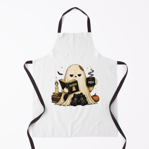 Item preview,  Tired Ghost With Black Cat Coffee Meh Funny Introvert Halloween designed and sold by Rahamkshop.