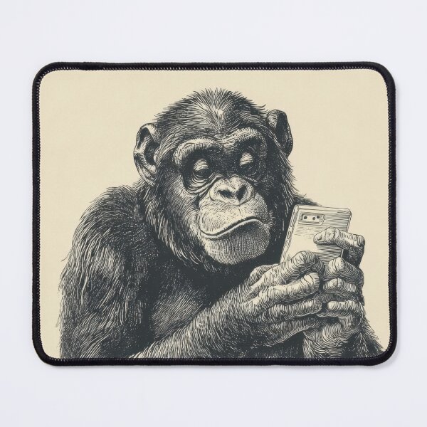 Item preview, Chimpanzee using a smartphone in art designed and sold by anytka.
