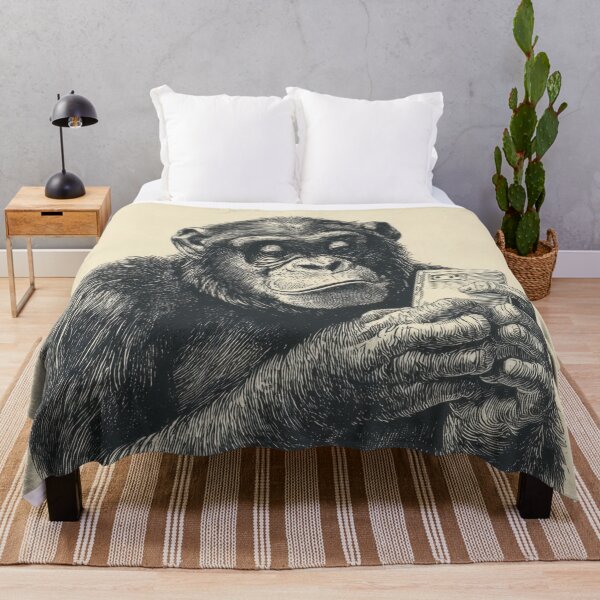 Item preview, Chimpanzee using a smartphone in art designed and sold by anytka.