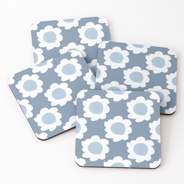 Item preview, Steel Blue Daisy Pattern - Retro Dusty Blue Floral  designed and sold by CaramelCo.