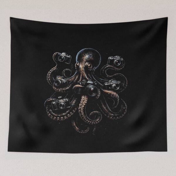 Item preview, octopus photographer with vintage cameras design designed and sold by rafaeltto.