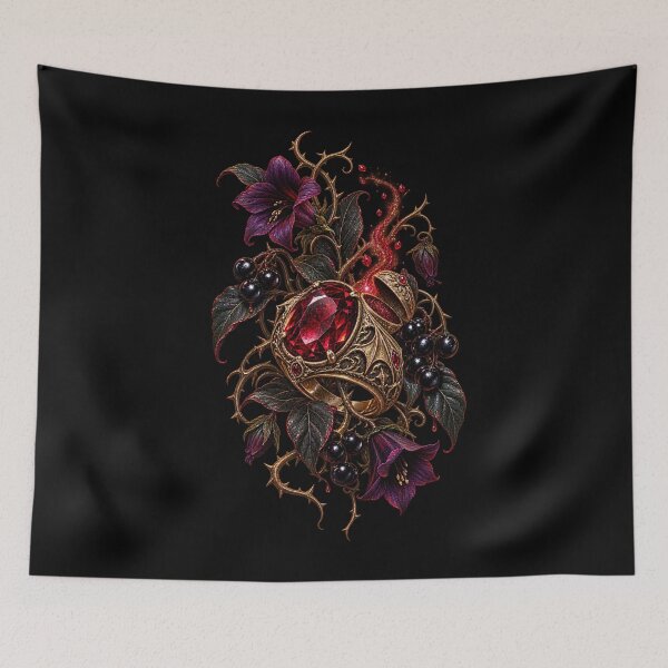 Item preview, Ruby Poison Ring with Belladonna – Vamp Romantic Gothic Art designed and sold by Anyshca.