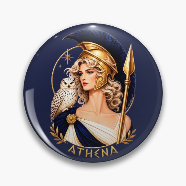 Item preview, Athena Greek Goddess of Wisdom with Owl and Warrior Helmet designed and sold by MythicMood.