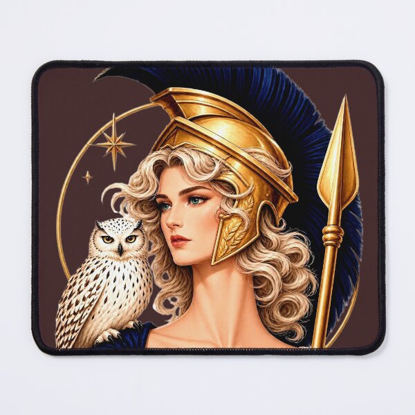 Item preview, Athena Greek Goddess of Wisdom with Owl and Warrior Helmet designed and sold by MythicMood.