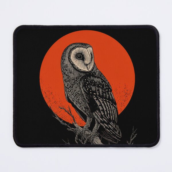 Item preview, Owl sits on branch with red moon designed and sold by anytka.