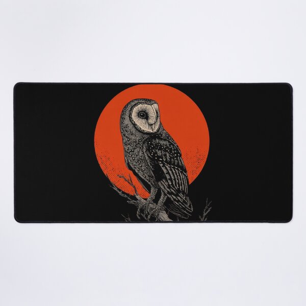 Item preview, Owl sits on branch with red moon designed and sold by anytka.