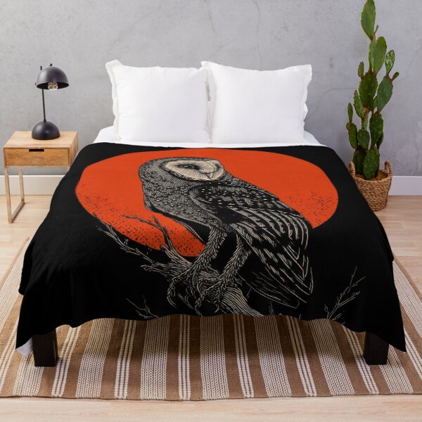 Item preview, Owl sits on branch with red moon designed and sold by anytka.