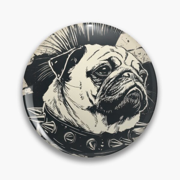 Item preview, Pug with mohawk and spiked collar designed and sold by anytka.
