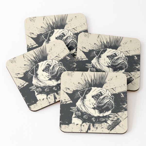 Item preview, Pug with mohawk and spiked collar designed and sold by anytka.