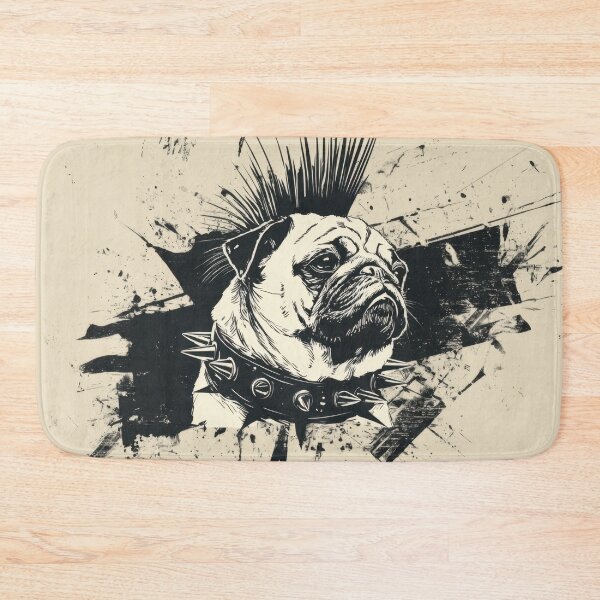 Item preview, Pug with mohawk and spiked collar designed and sold by anytka.