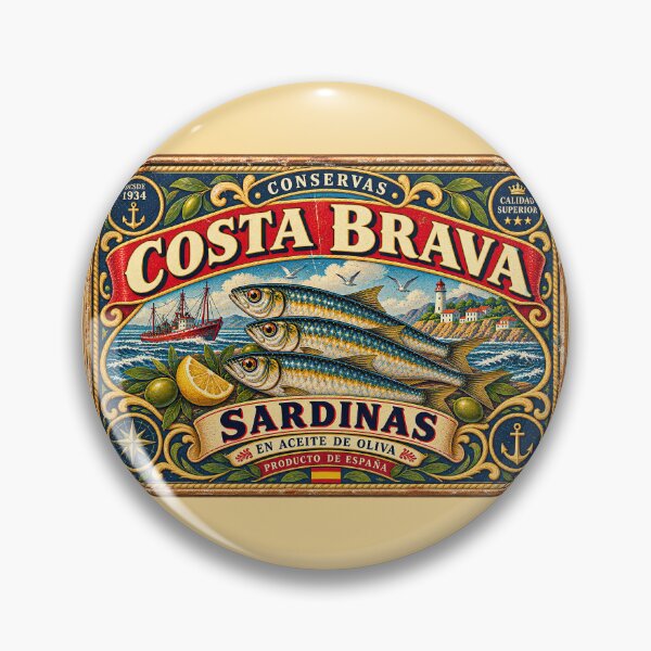Item preview, Vintage Costa Brava Sardines Tin Label designed and sold by newnomads-art.