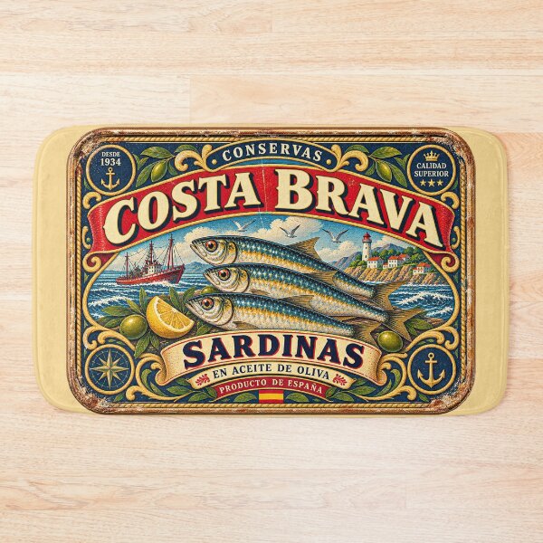 Item preview, Vintage Costa Brava Sardines Tin Label designed and sold by newnomads-art.
