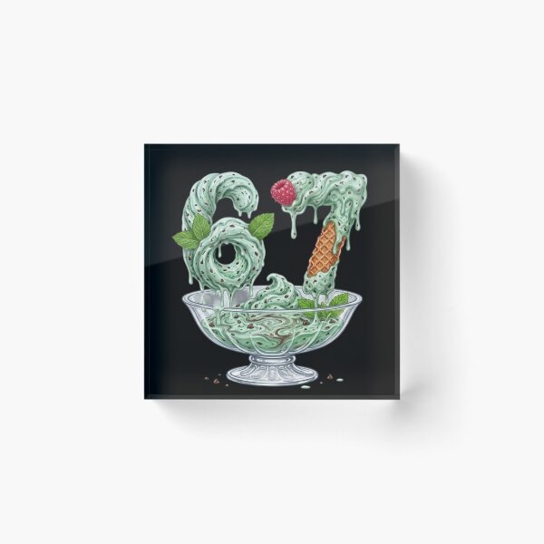 Item preview, 67 Mint Chocolate Chip Ice Cream Dripping Number Dessert Sundae Bowl | 67 Meme | Trending designed and sold by TeenLake.