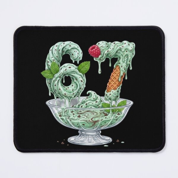 Item preview, 67 Mint Chocolate Chip Ice Cream Dripping Number Dessert Sundae Bowl | 67 Meme | Trending designed and sold by TeenLake.