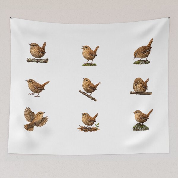 Item preview, Realistic Eurasian Wren Sticker Sheet Vintage Garden Bird Watercolor Illustration designed and sold by Rehnair.