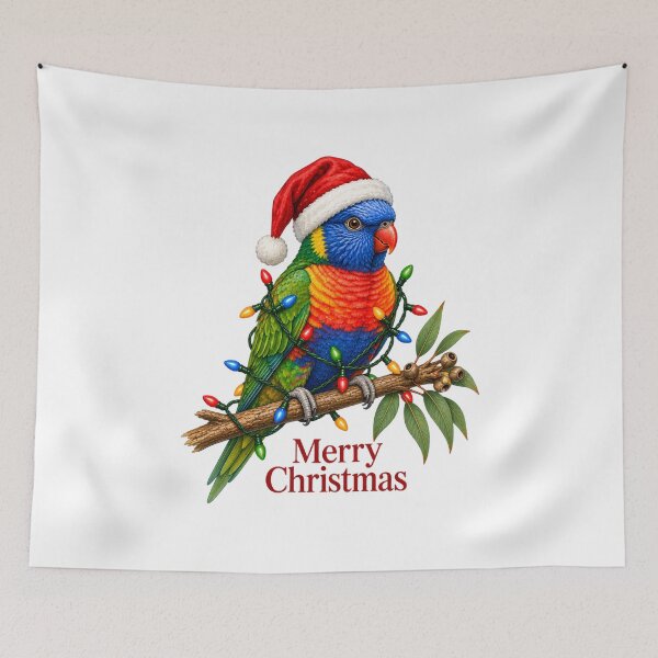 Item preview, Rainbow Lorikeet Christmas – Merry Christmas Australian Parrot with Lights designed and sold by SVALANART.