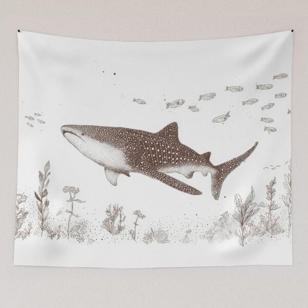 Item preview, Shark swimming in ocean with fish designed and sold by anytka.