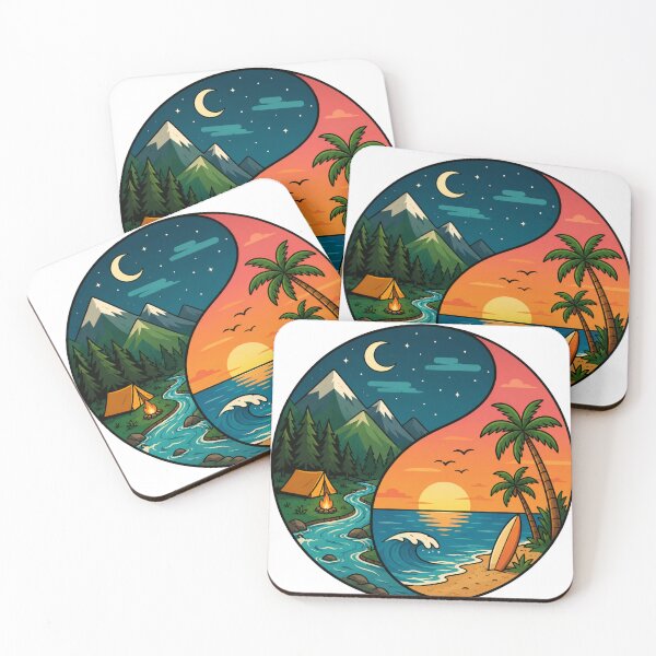 Item preview, Mountain and Beach Adventure Nature Travel Illustration designed and sold by waikibi ⭐⭐⭐⭐⭐.