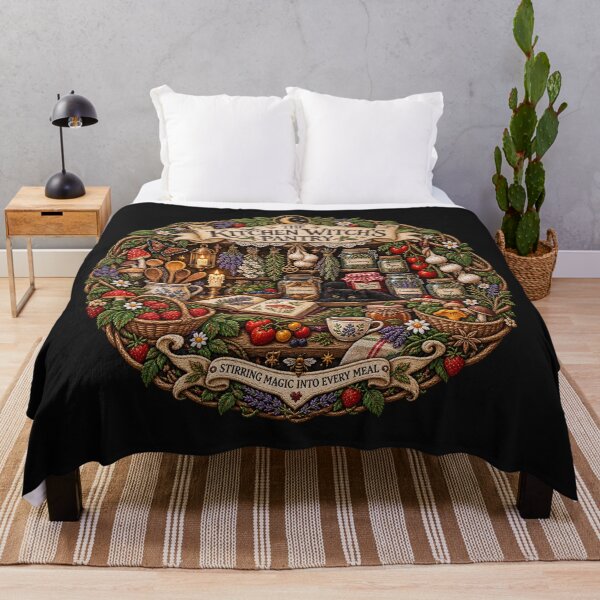 Item preview, Kitchen Witch Embroidery – Magical Pantry, Herbs, Mushrooms & Black Cat designed and sold by Emoji Emblems.