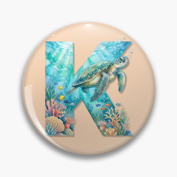 Item preview, Coastal Initial K Sea Turtle Underwater Ocean Monogram Personalized Design designed and sold by Sea Gem.