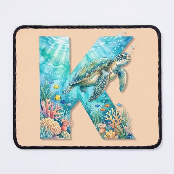 Item preview, Coastal Initial K Sea Turtle Underwater Ocean Monogram Personalized Design designed and sold by Sea Gem.